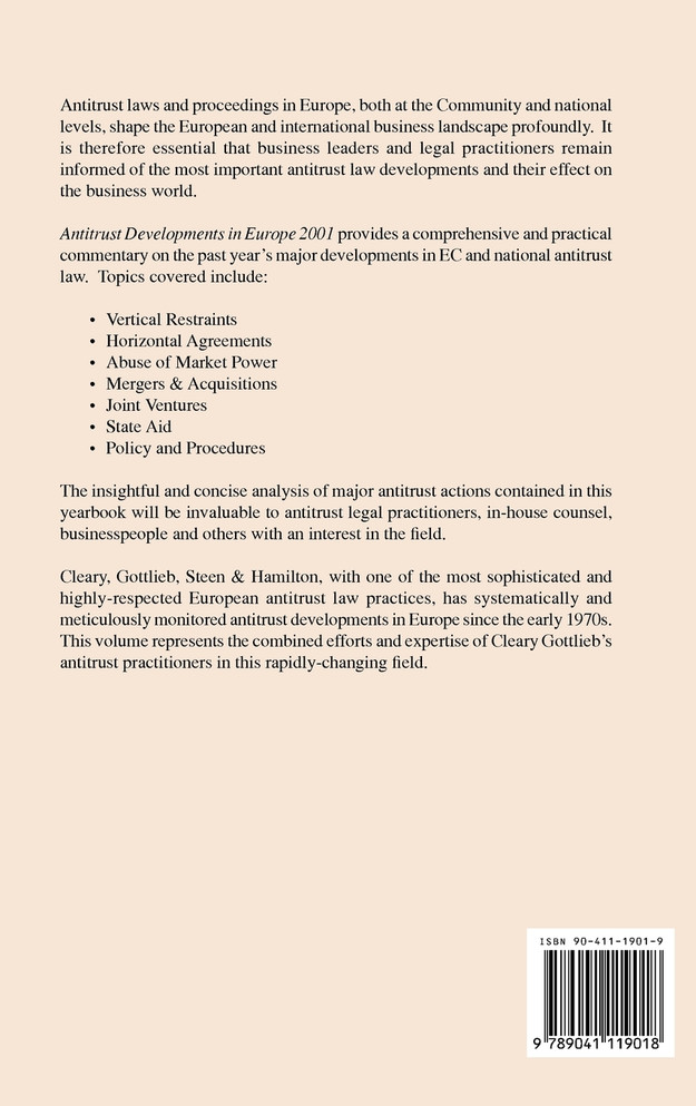 Antitrust Developments in Europe, 2001