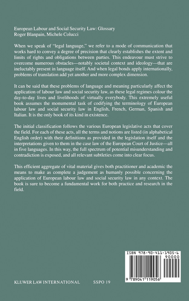 European Labour Law and Social Security Law, Glossary