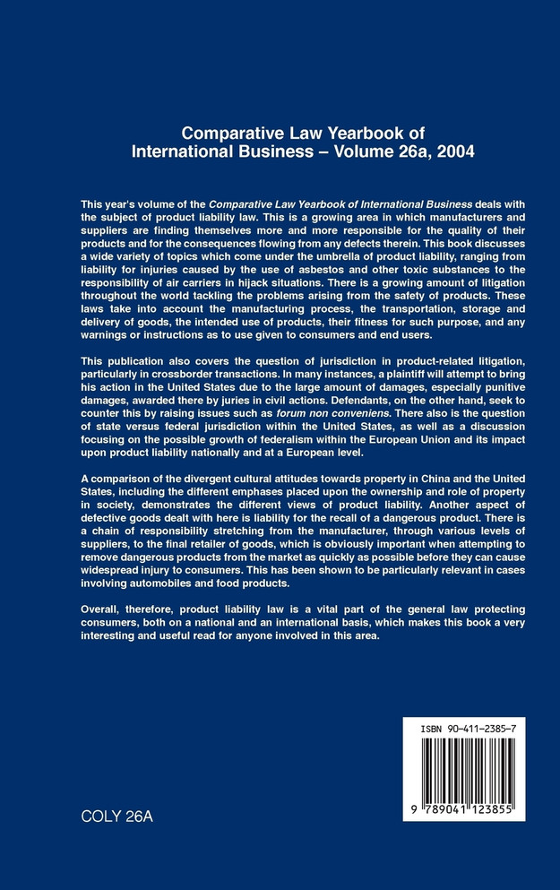 Comparative Law Yearbook of International Business Volume 26 Special Issue