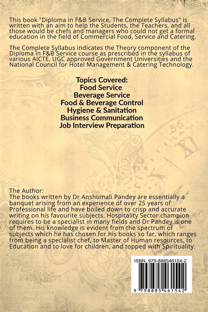 Diploma in F&amp;B Service, The Complete Syllabus