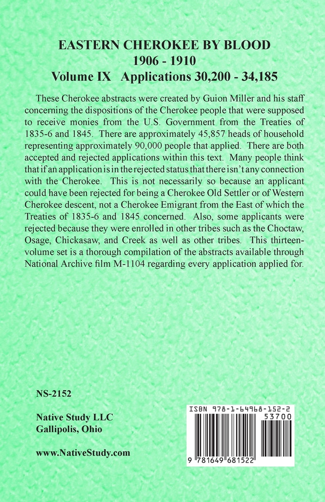 Eastern Cherokee By Blood, 1906-1910