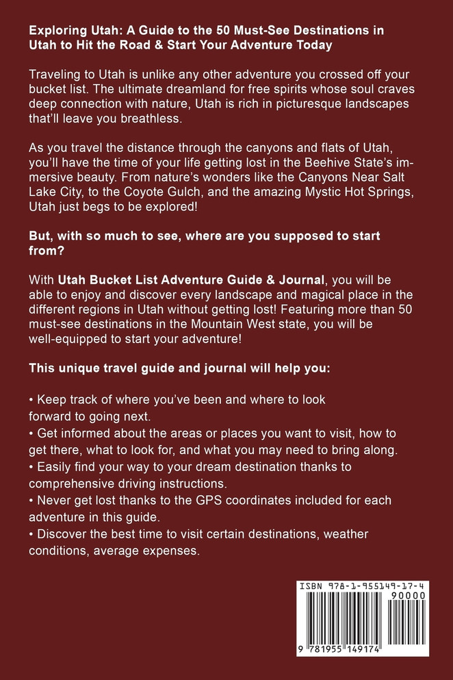 ﻿Utah Bucket List Adventure Guide & Journal