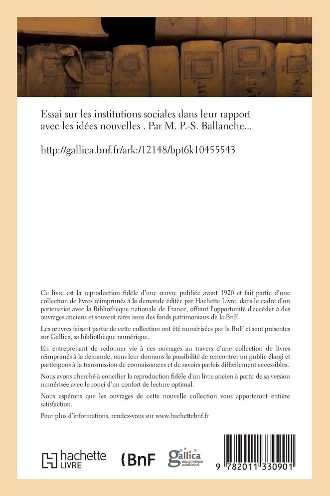 Essai sur les institutions sociales dans leur rapport avec les idées nouvelles