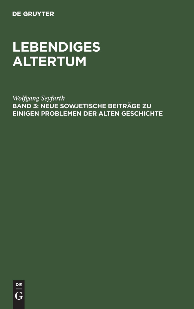 Neue sowjetische Beiträge zu einigen Problemen der alten Geschichte