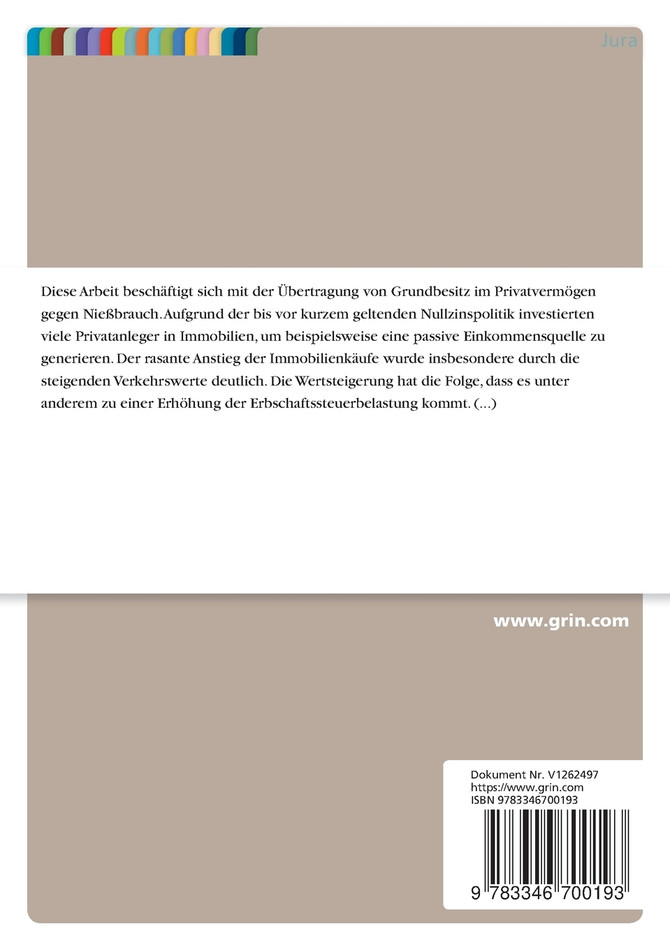 Übertragung von Grundbesitz im Privatvermögen gegen Nießbrauch