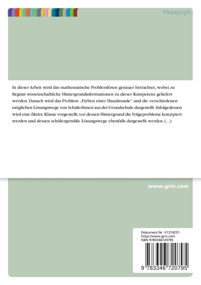Färben einer Hausfassade. Ausarbeitung eines mathematischen Problems in der Grundschule
