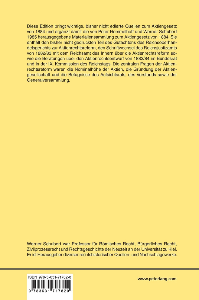 Quellen zum Aktiengesetz vom 18. Juli 1884