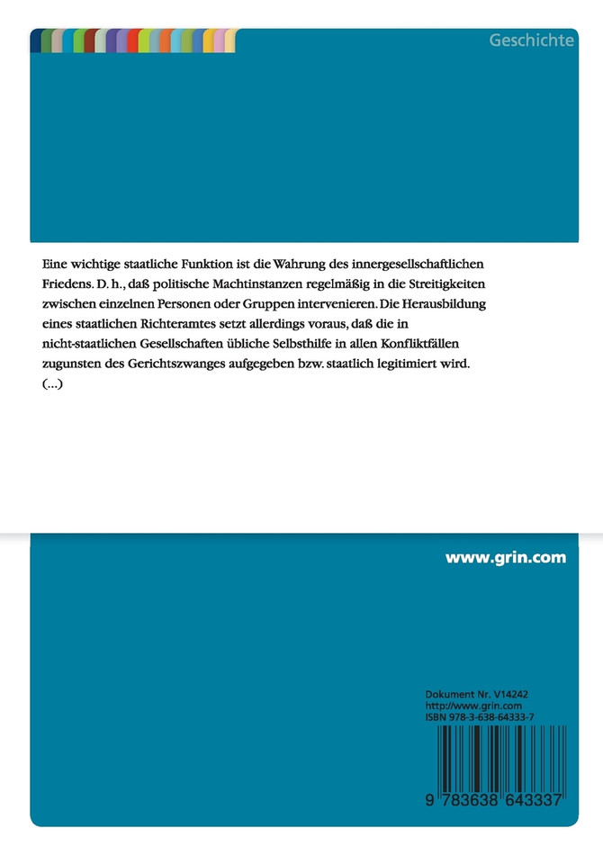 Die Herausbildung von Staatlichkeit im archaischen Athen anhand der Entwicklung der Gerichtsverfassung