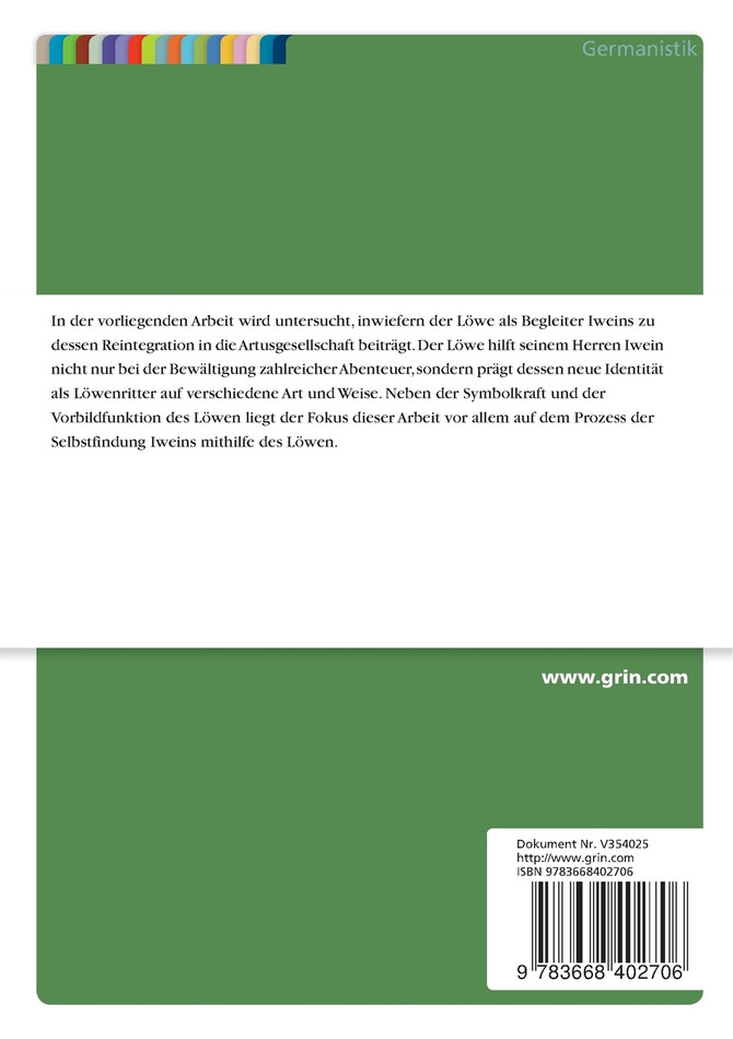 Die Funktion des Löwen in "Iwein" von Hartmann von Aue