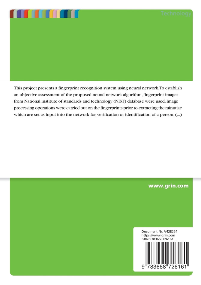 Fingerprint Recognition System Using Artifical Neural Network