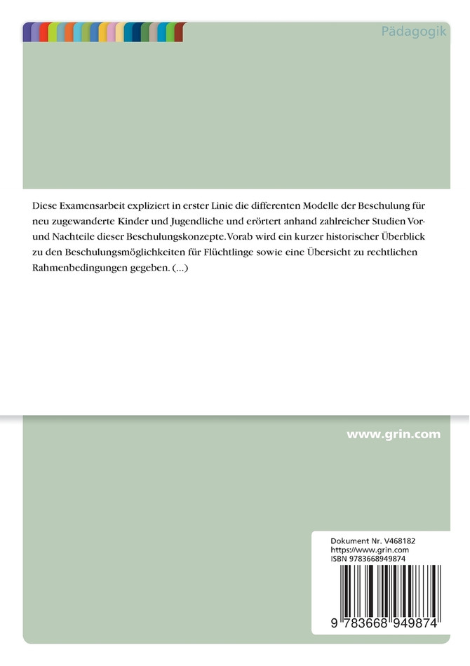 Modelle der Beschulung neu zugewanderter SchülerInnen