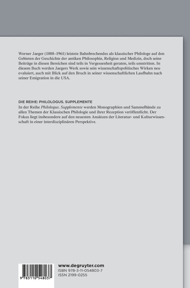 Werner Jaeger - Wissenschaft, Bildung, Politik
