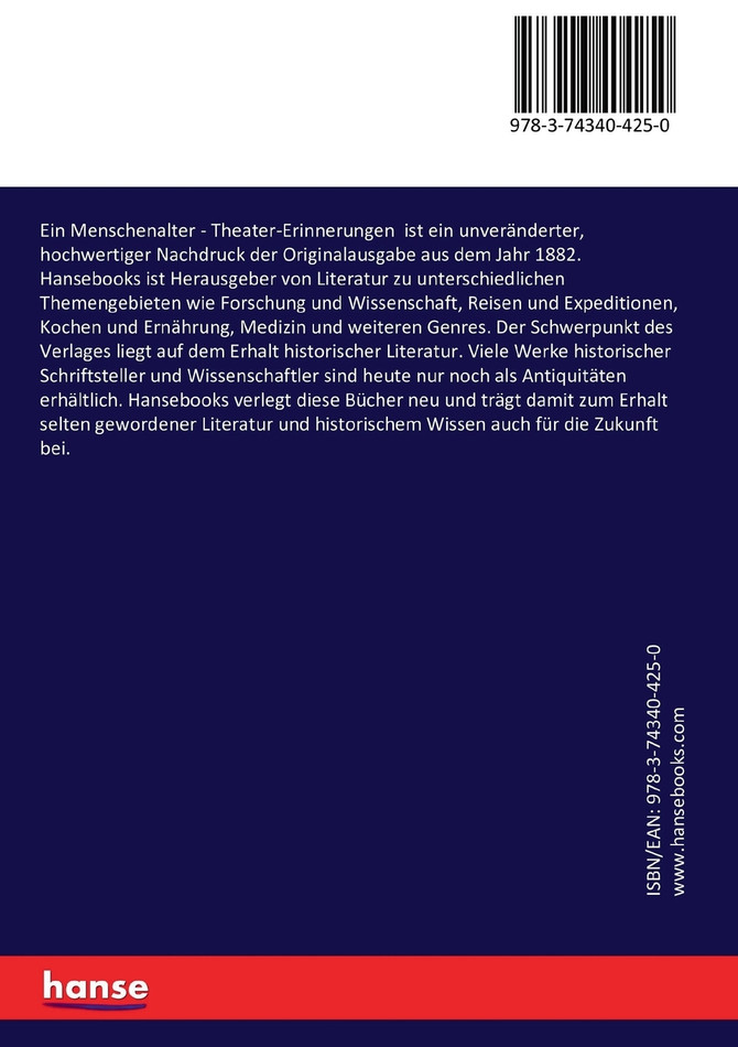 Ein Menschenalter - Theater-Erinnerungen