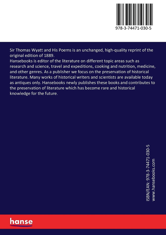 Sir Thomas Wyatt and His Poems