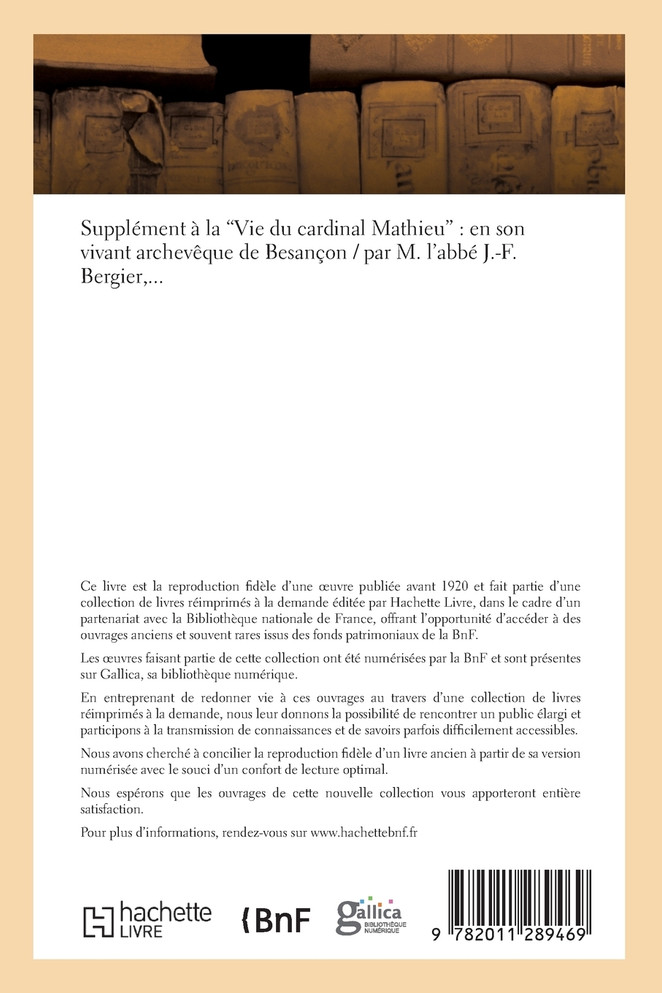 Supplément à la Vie du cardinal Mathieu