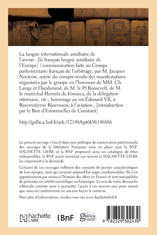La langue internationale auxiliaire de l'avenir, le français langue auxiliaire de l'Europe