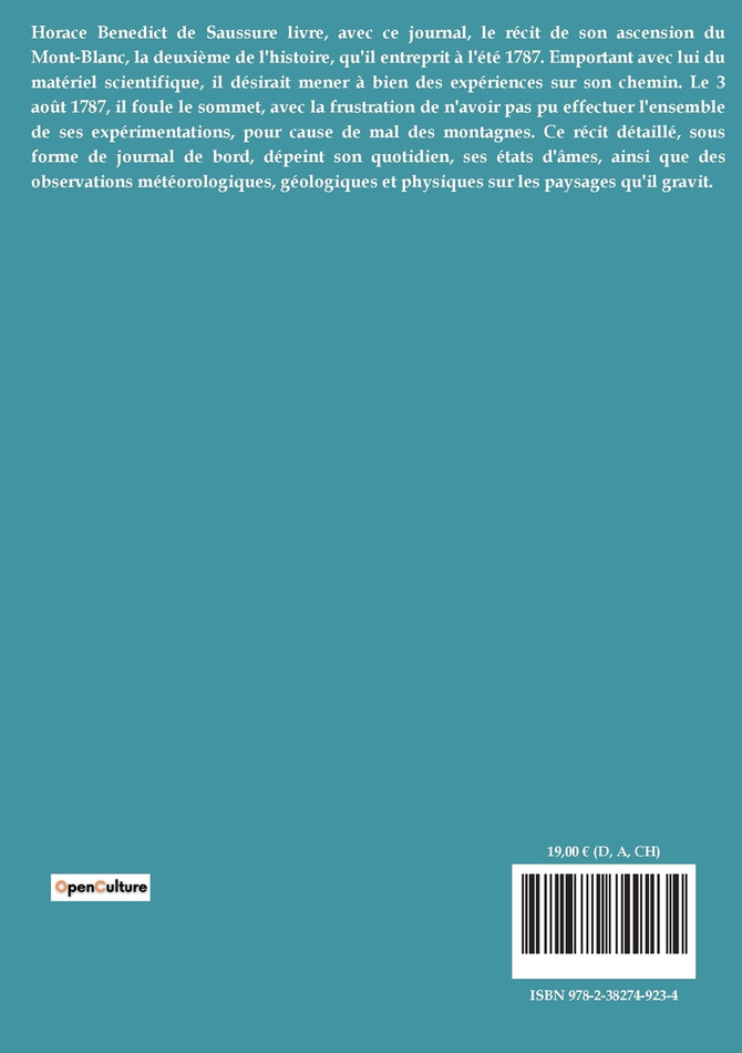 Journal d'un voyage de Chamonix à la cime du Mont-Blanc (juillet-août 1787)