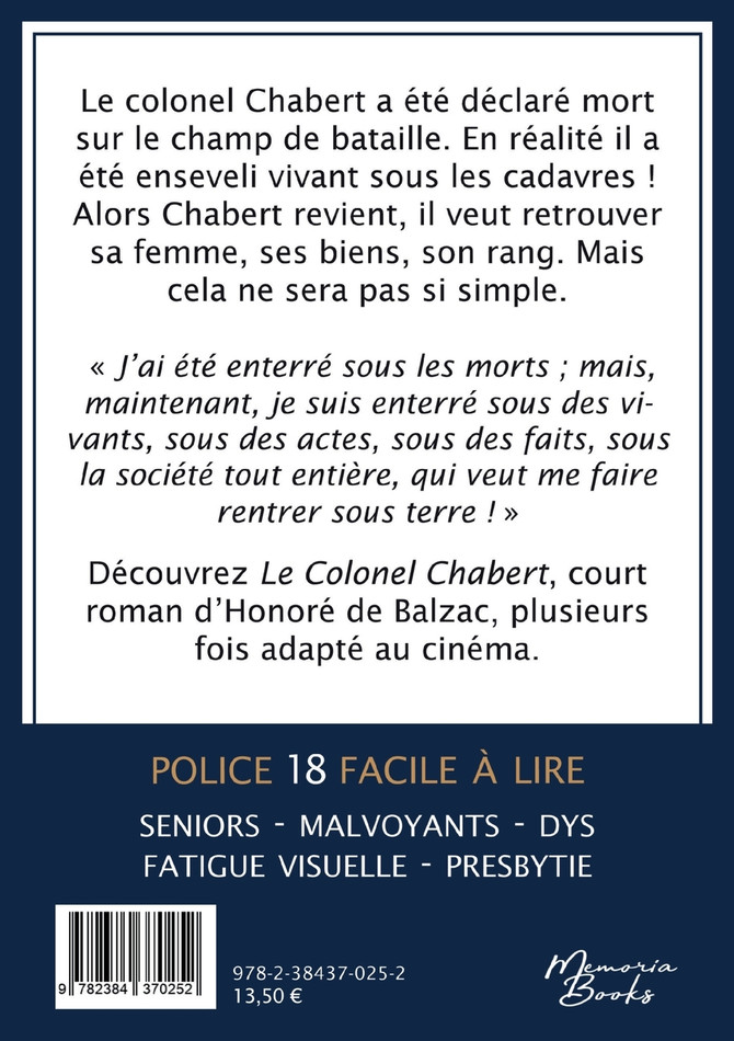 Le Colonel Chabert en grands caractères