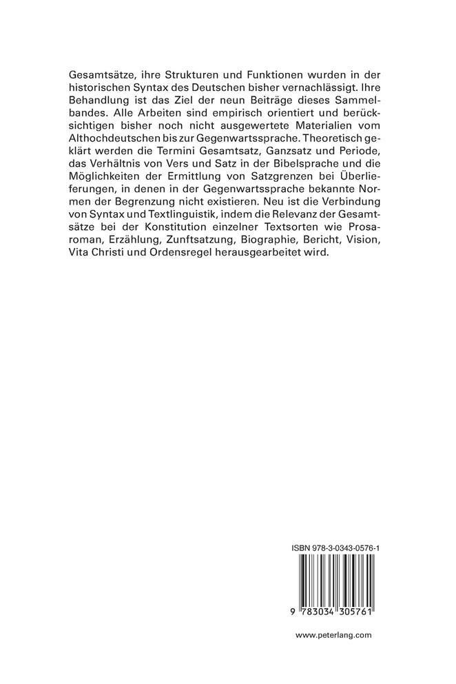 Geschichte der Gesamtsatzstrukturen vom Althochdeutschen bis zum Fruehneuhochdeutschen