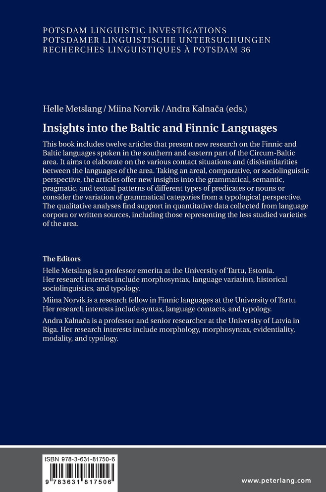 Insights into the Baltic and Finnic Languages