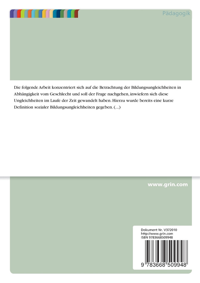Geschlechtsspezifische Bildungsungleichheiten im Wandel