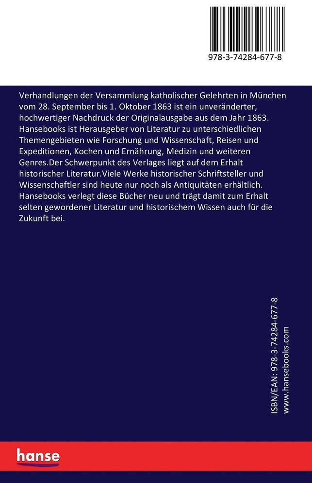 Verhandlungen der Versammlung katholischer Gelehrten in München vom 28. September bis 1. Oktober 1863