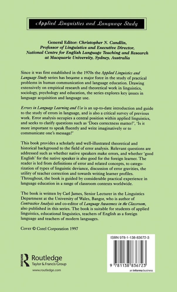 Errors in Language Learning and Use