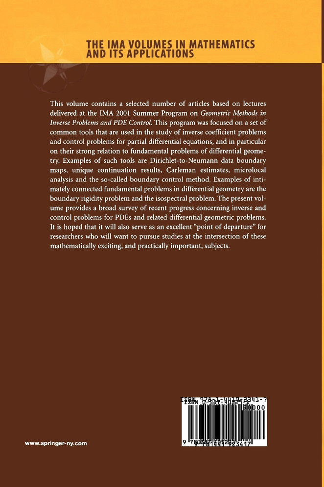 Geometric Methods in Inverse Problems and PDE Control