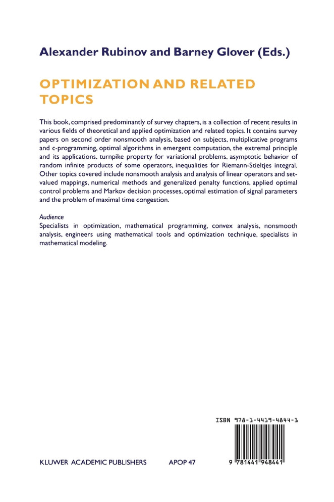 Optimization and Related Topics