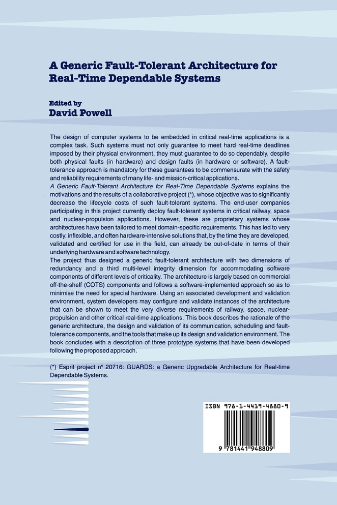 A Generic Fault-Tolerant Architecture for Real-Time Dependable Systems