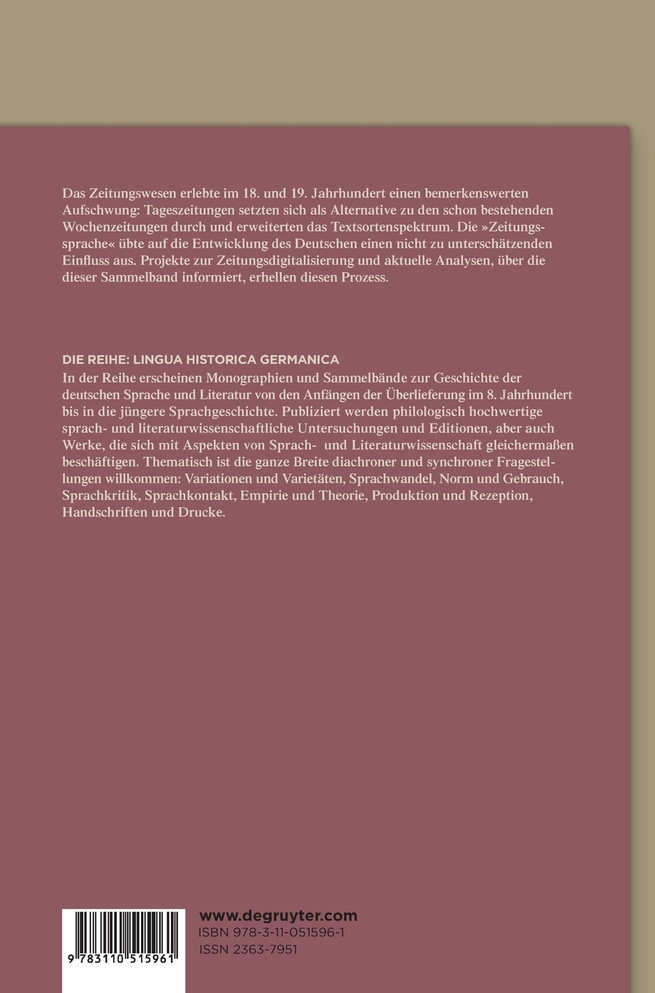 Die Zeitung als Medium in der neueren Sprachgeschichte