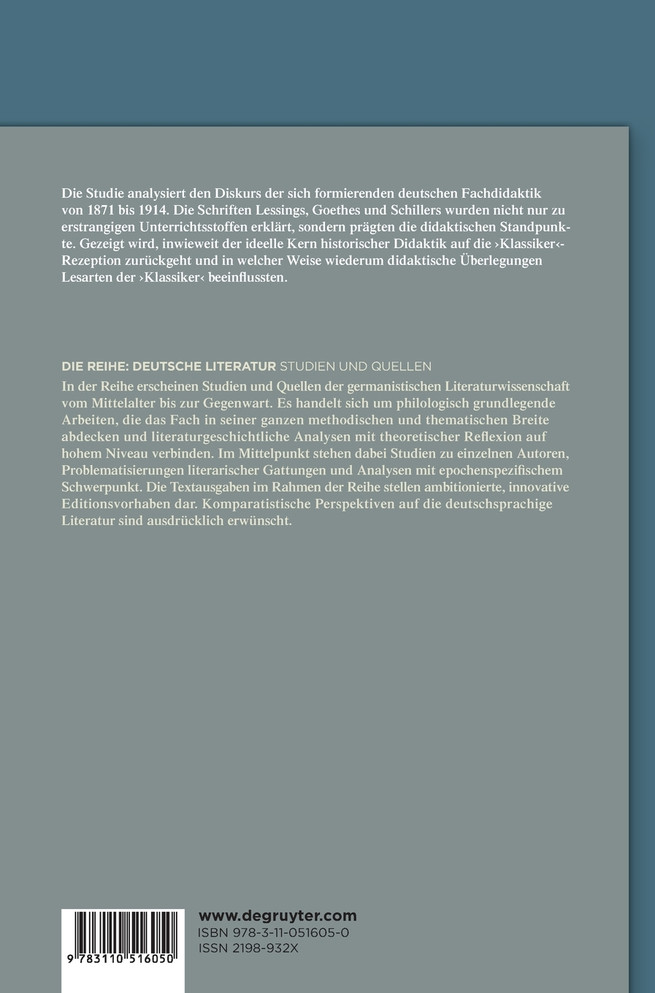 Klassik und Didaktik 1871-1914