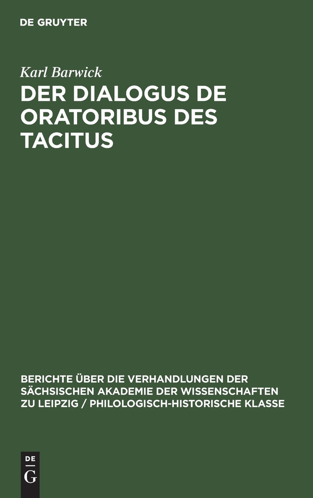 Der Dialogus de oratoribus des Tacitus