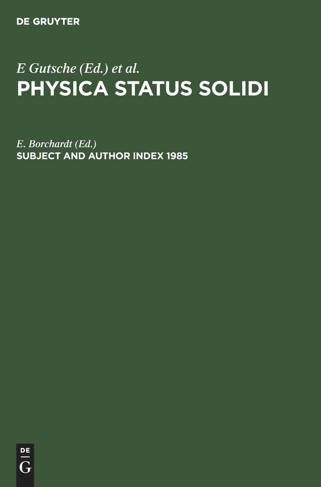 Subject and Author Index 1985