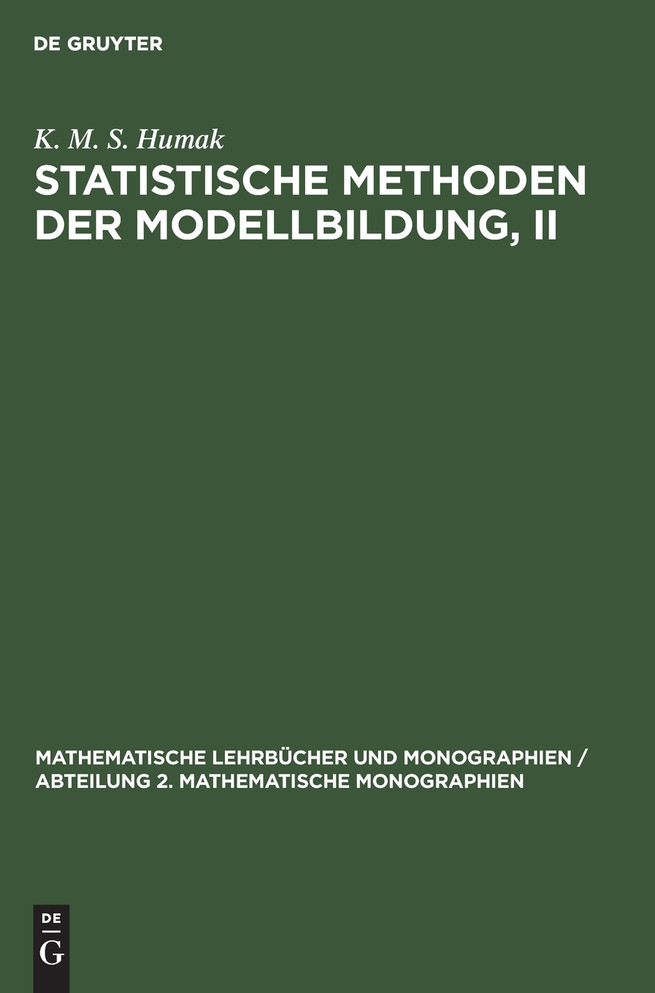Statistische Methoden der Modellbildung, II
