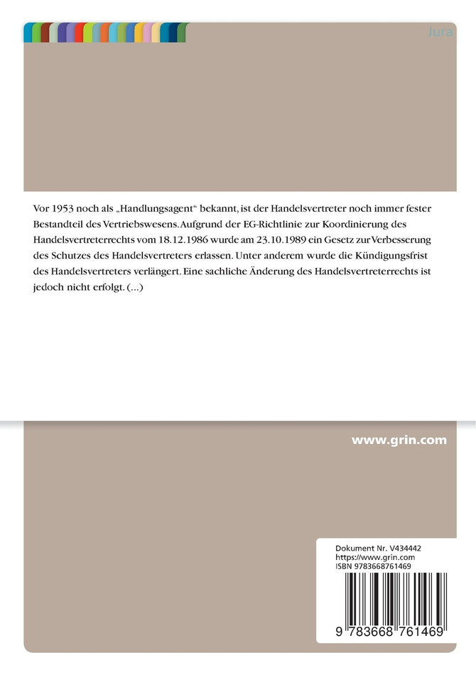 Der Handelsvertreter. Begriff und Abgrenzung