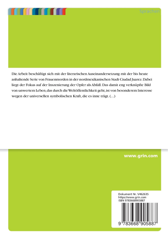 Die Trope des Schmutzigen im Kontext der Darstellung von Gewalt und Entwertungder Frau in Roberto Bolaños "2666", "La parte de los crímenes"