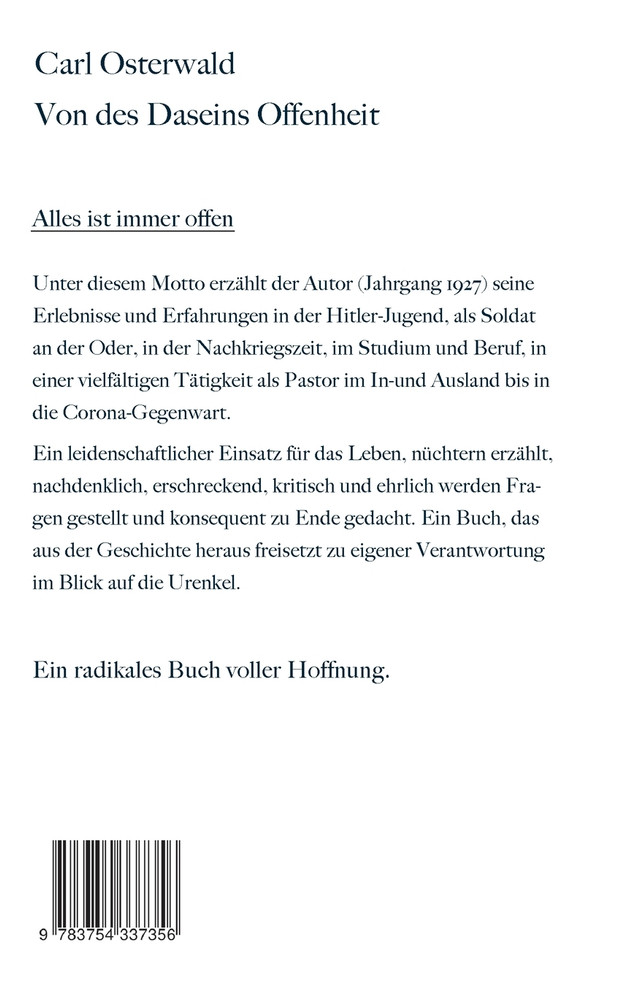 Von des Daseins Offenheit