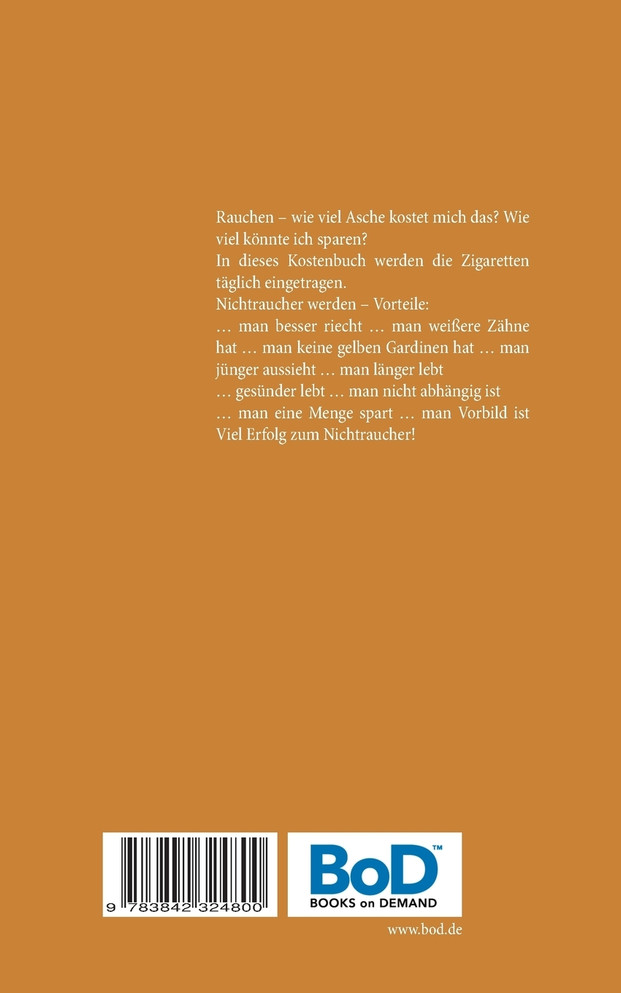 Raucher - Kostenbuch - Tagebuch - Notizbuch