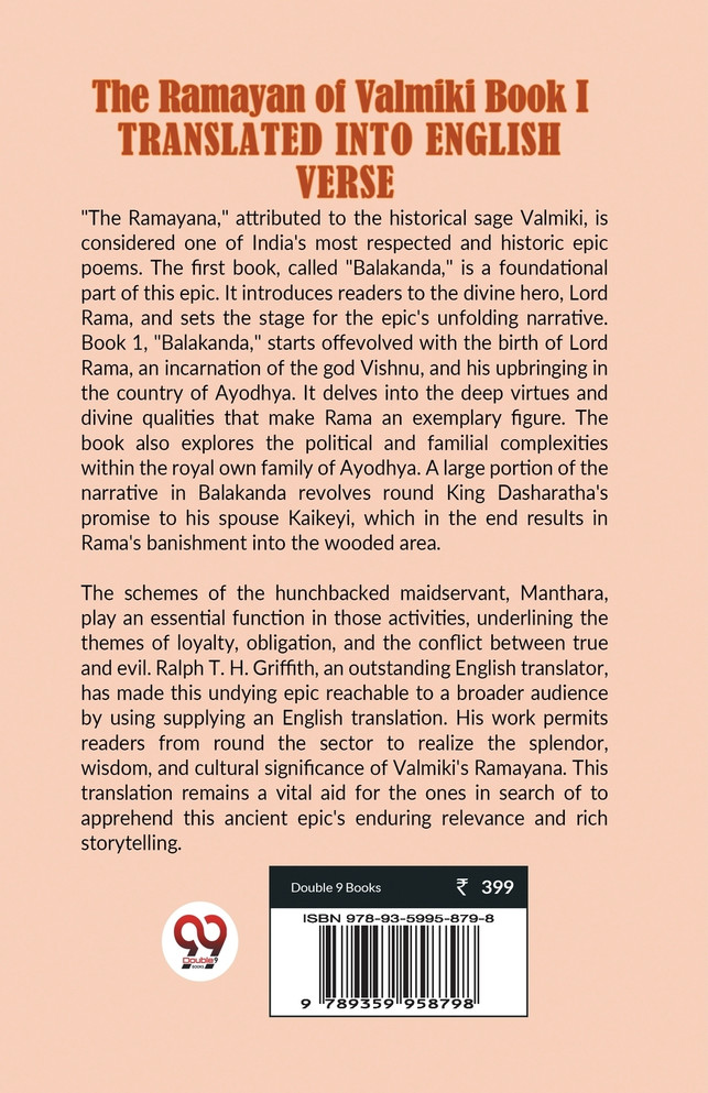 The Ramayan Of Valmiki Book I Translated Into English Verse