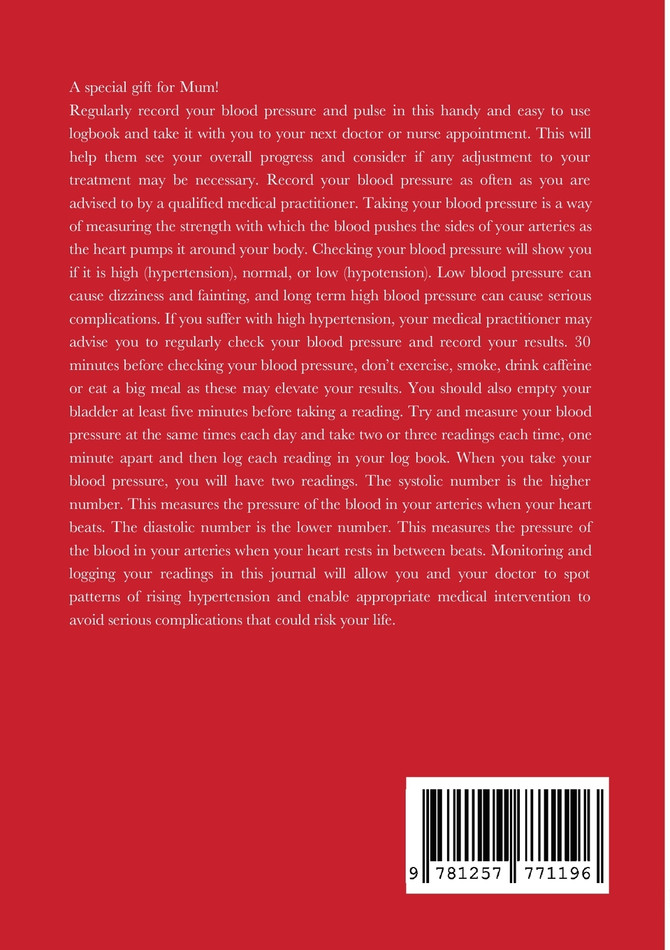 Mum's Blood Pressure and Pulse Logbook