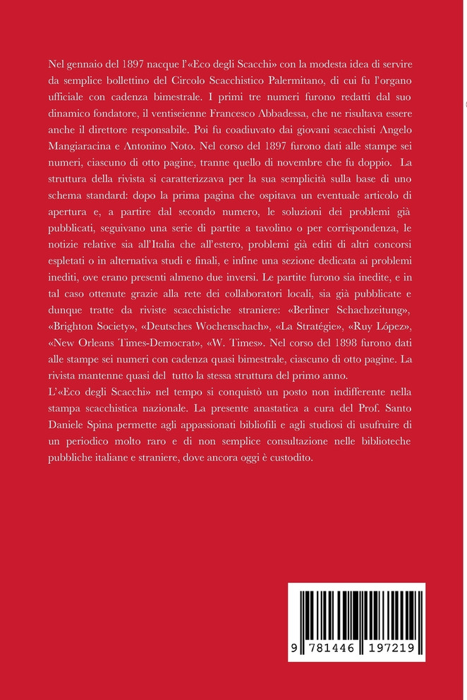 L'Eco degli Scacchi anno 1898