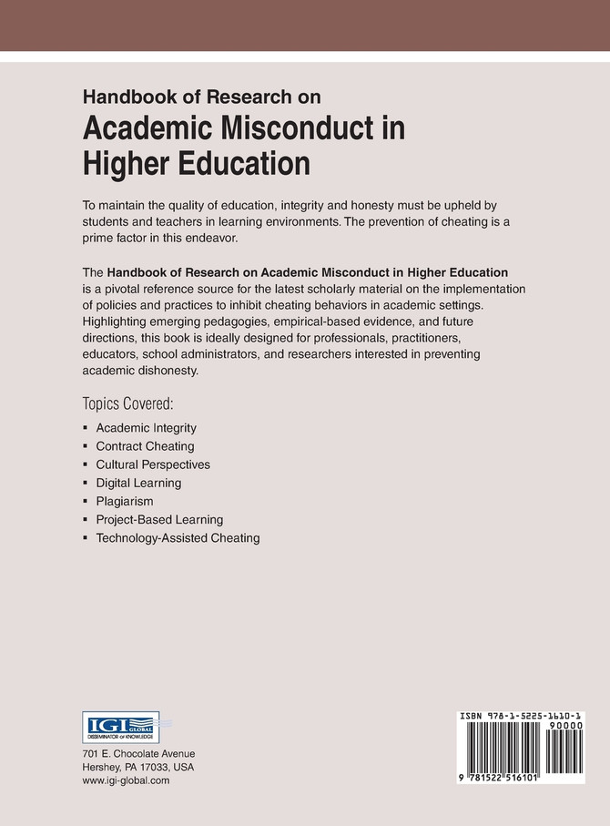 Handbook of Research on Academic Misconduct in Higher Education