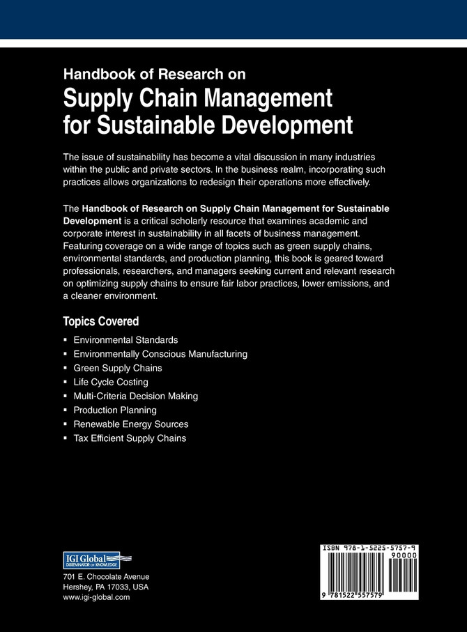 Handbook of Research on Supply Chain Management for Sustainable Development