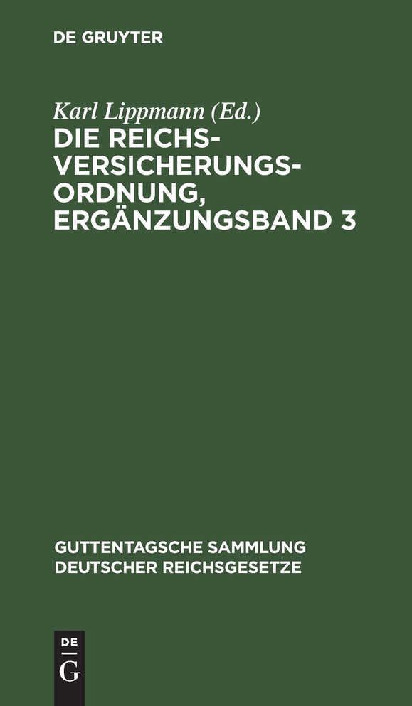 Die Reichsversicherungsordnung, Ergänzungsband 3