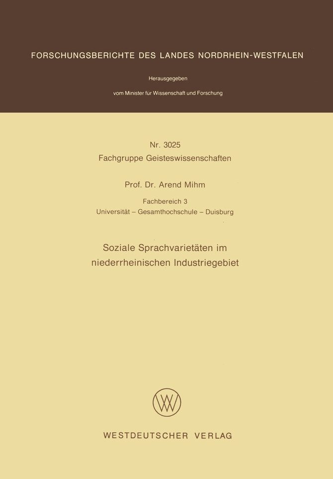 Soziale Sprachvarietäten im niederrheinischen Industriegebiet