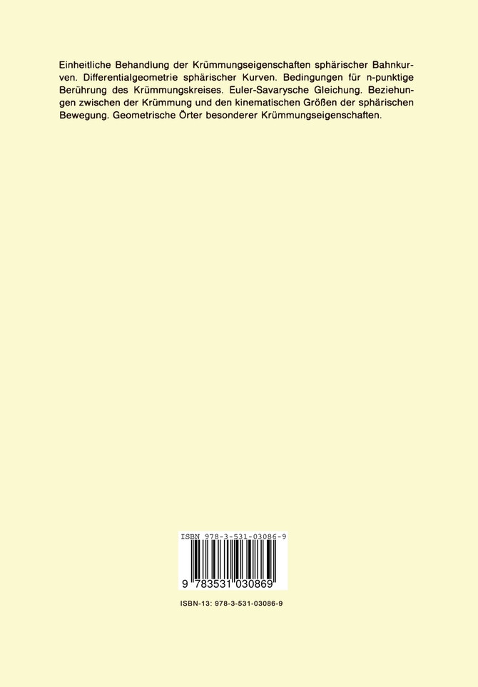 Krümmungseigenschaften sphärischer Bahnkurven im Hinblick auf ihre Anwendungen