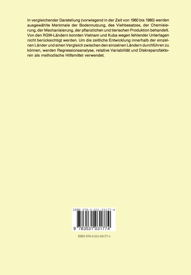 Regionale und strukturelle Wandlungen in der Landwirtschaft ausgewählter RGW-Länder