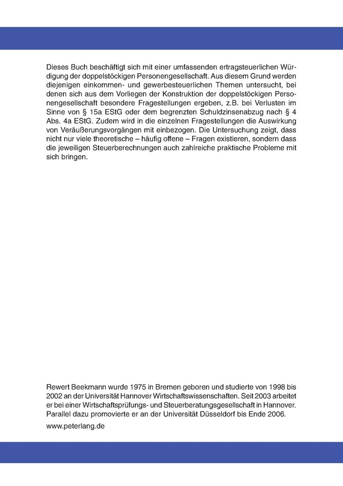 Ertragsteuerliche Behandlung der doppelstoeckigen Personengesellschaft