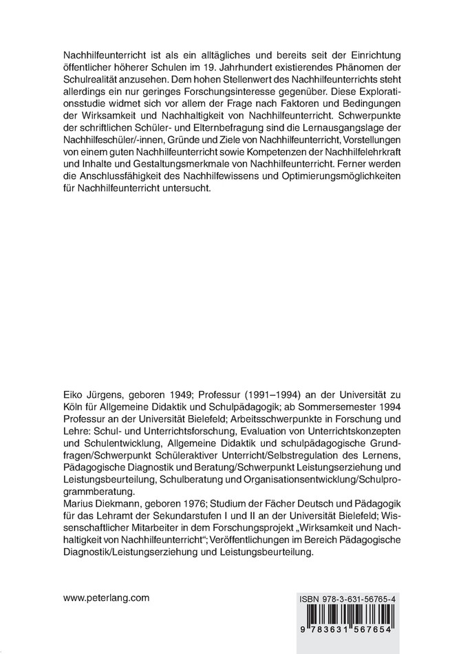 Wirksamkeit und Nachhaltigkeit von Nachhilfeunterricht